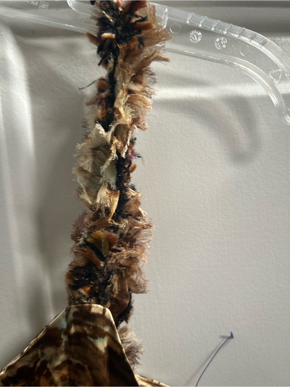 Y2K Alberto Makali Brown and Cream floral w/ feathers & Sequins tank Sz S - Picture 8 of 15